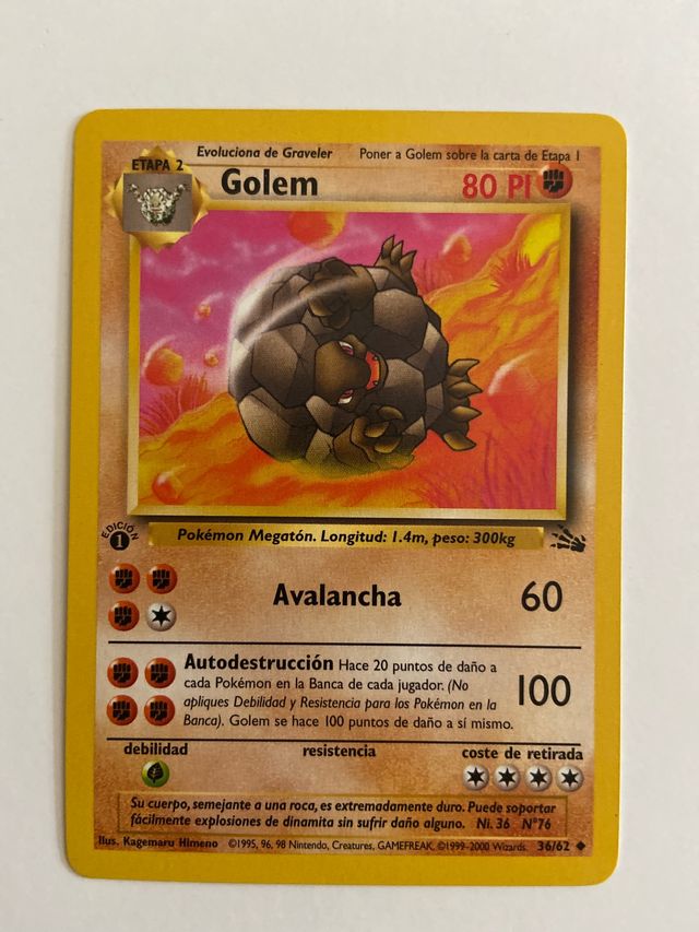 Carta Pokemon TCG Golem original 1 edicin de segunda mano por 20 EUR en  Getxo en WALLAPOP