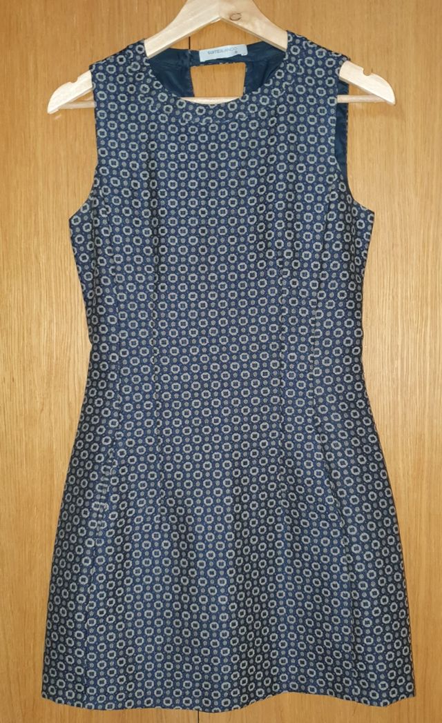 Vestido estampado azul y beige  SuiteBlanco S