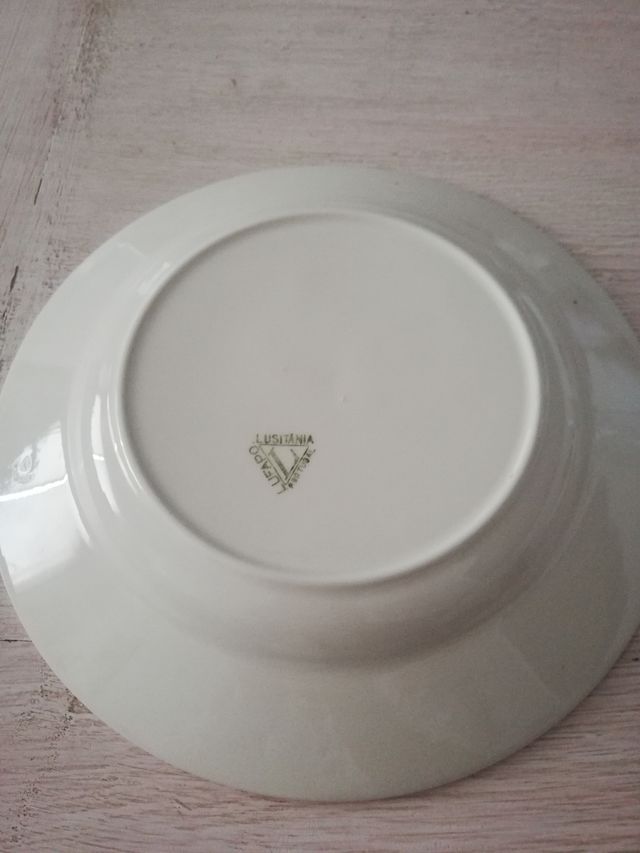 5 platos hondos antiguos porcelana portuguesa
