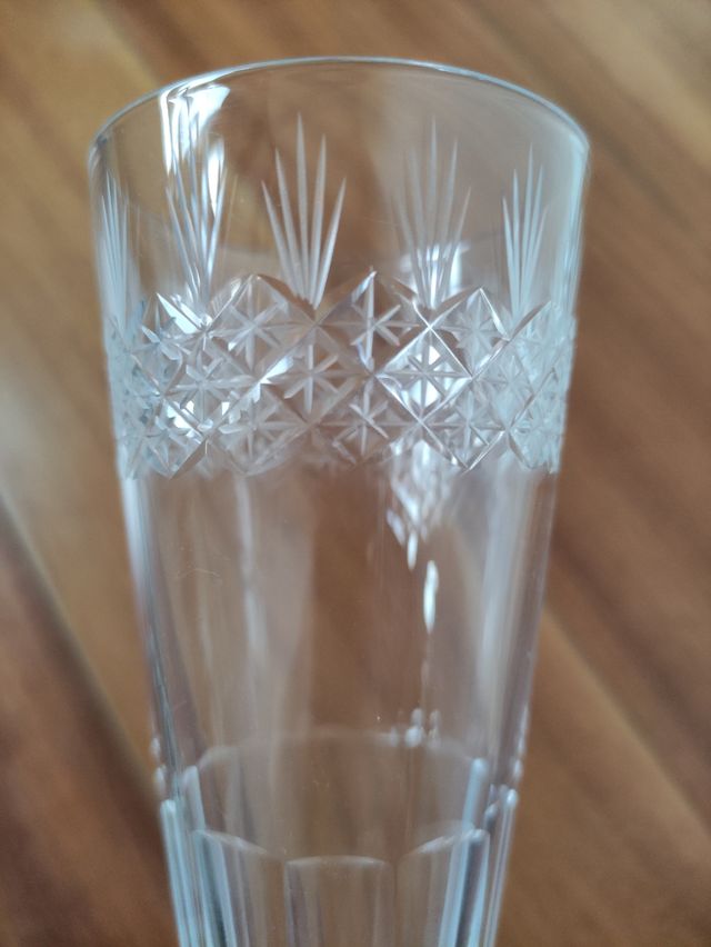 Juego de 6 copas de champán cristal y plata de ley