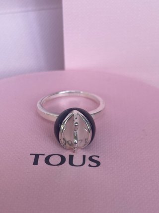 ANILLO  LUNA TOUS PLATA 925 Y ONIX NEGRO