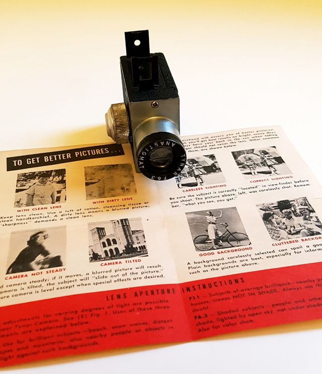 Tynar cámara espía + caja + folleto (EEUU / 1950)