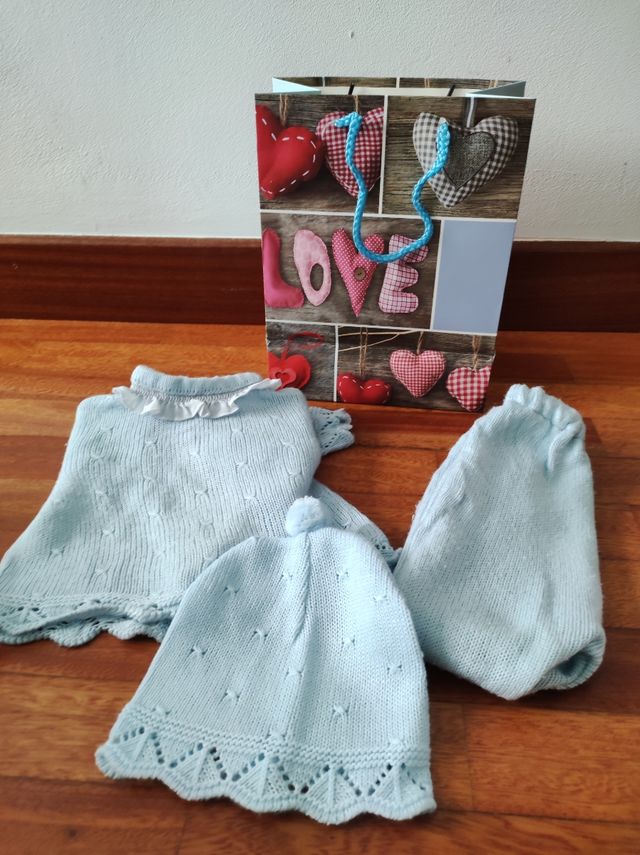 conjunto bebé lana 3 piezas
