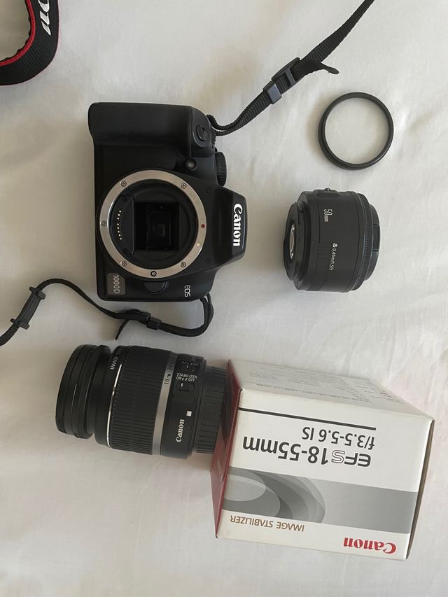 Canon 1000D + objetivo 50 mm + objetivo 55-18 mm