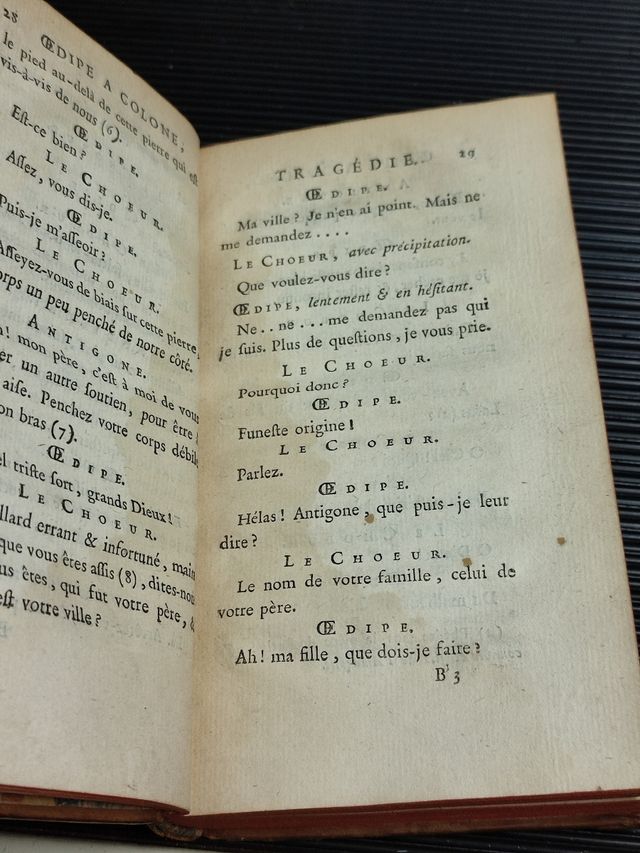 Tragedies de Sophocle. París, 1761. En francés