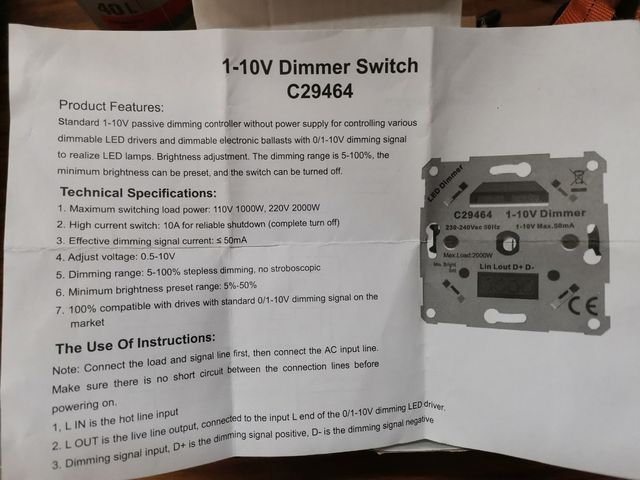 Led Dimmer switch 1-10v