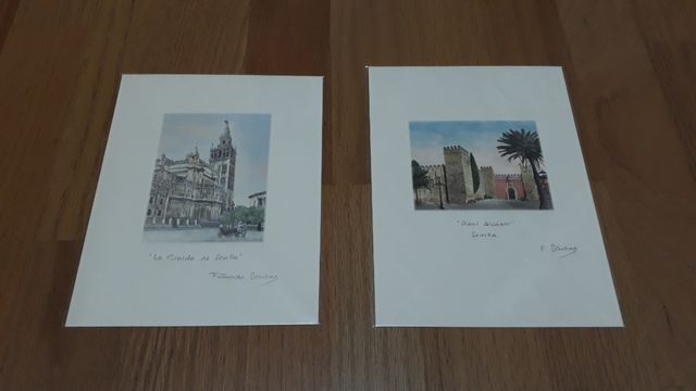 2 PEQUEÑAS LAMINAS GIRALDA Y ALCAZAR SEVILLA