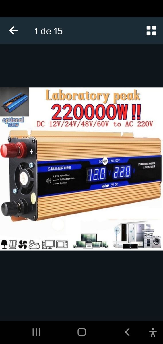 conbertidor luz solar 220000  w
