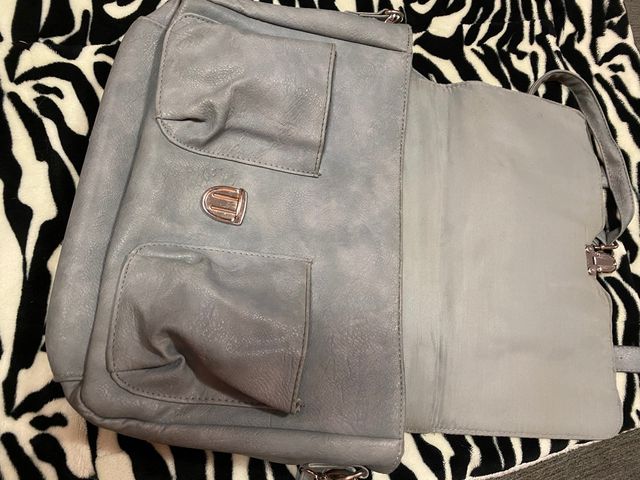 Bolso Semipiel estilo Maletín grisAzulado