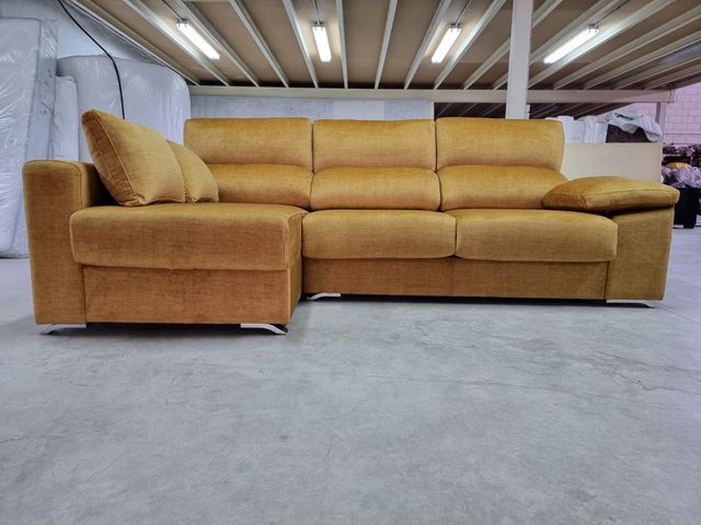 Sofá 275cm Extraible, Reclinable, Arcón, 2 Pouf