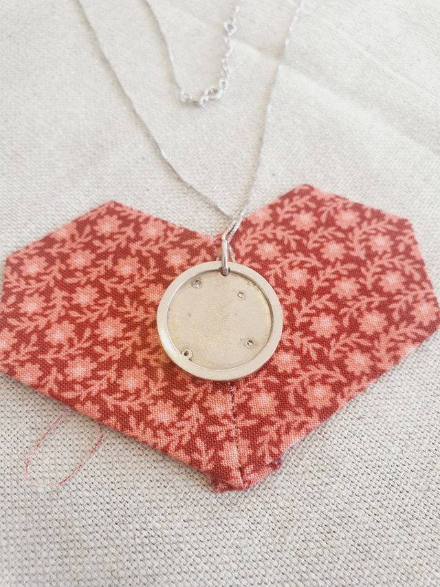 Colgante diamante plata y oro 18kl.  45cm