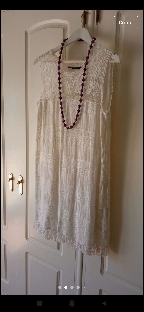 Vestido 💞 Blanco Guipur Talla 38/40 ZARA