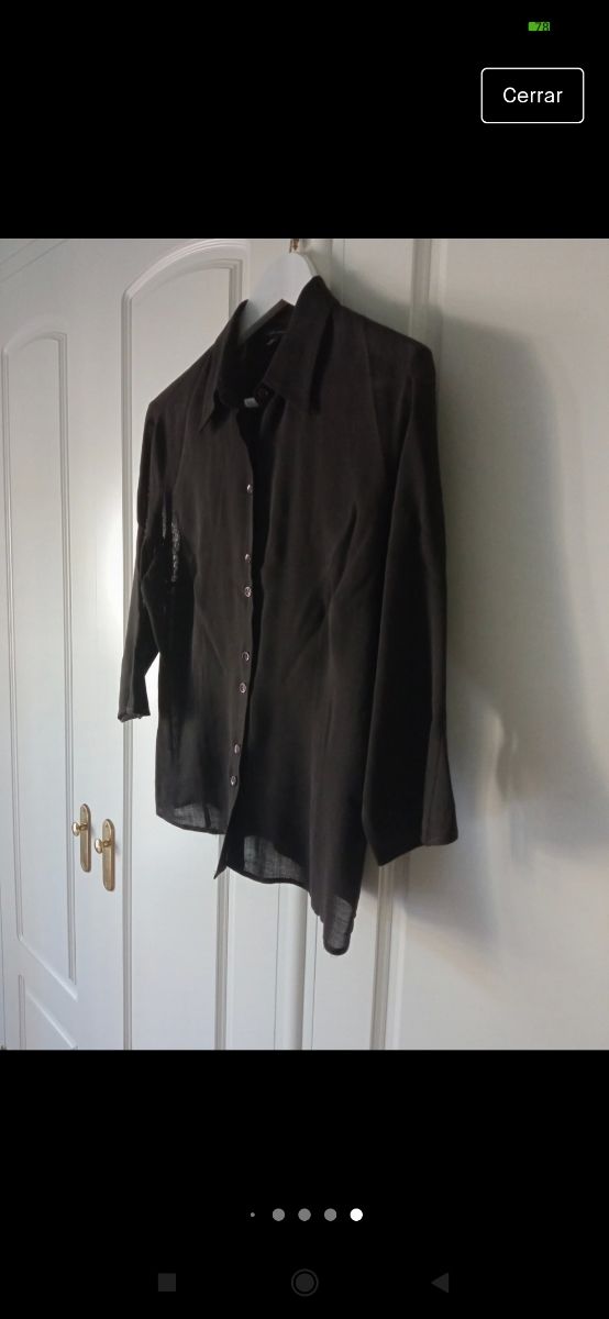 Camisa💞 Negra manga francesa ZARA Talla 40