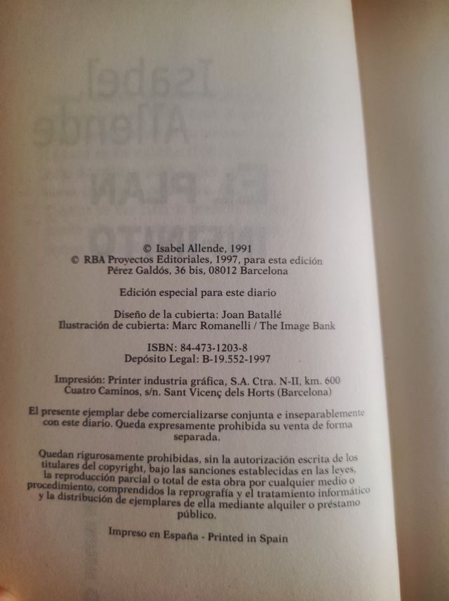 Libro El plan infinito de Isabel Allende