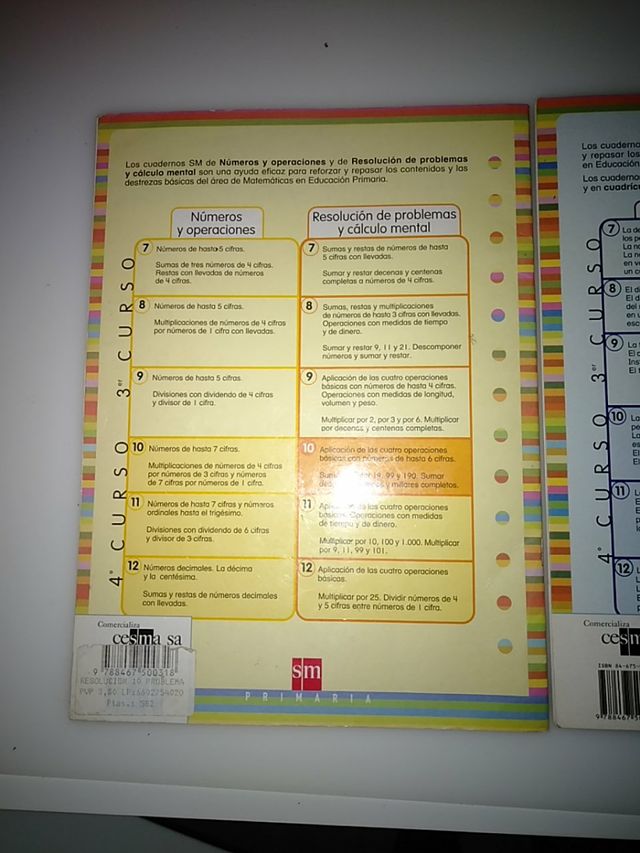 Cuadernos de ejercicios 3 y 4 de primaria SM