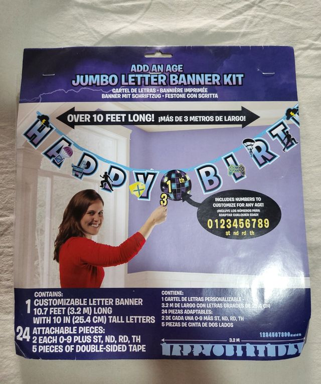 guirnalda decoración cumpleaños fiesta fornite