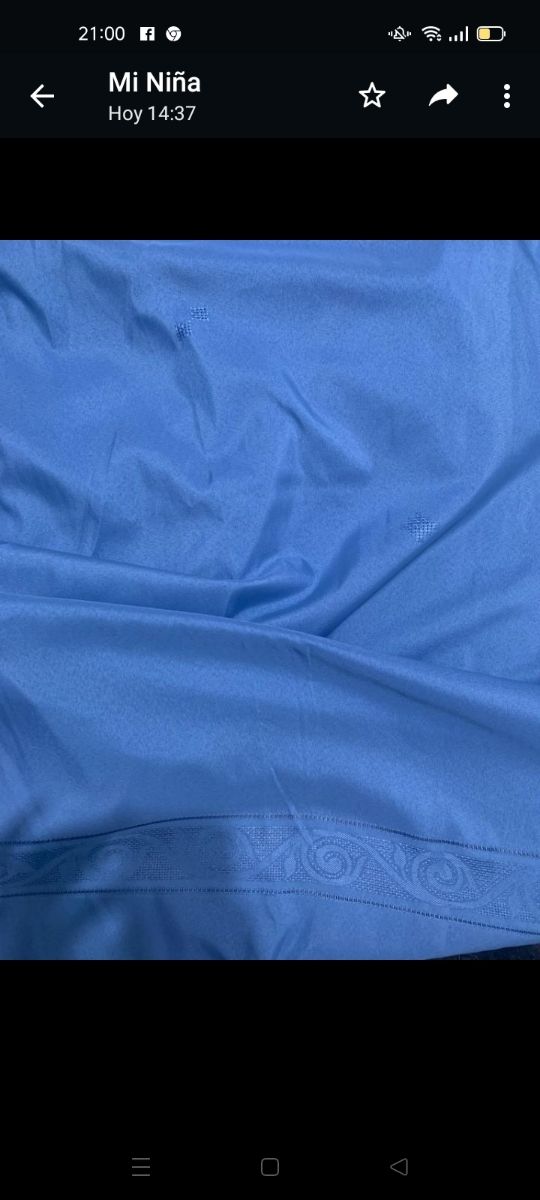 Cortina azul con estampado