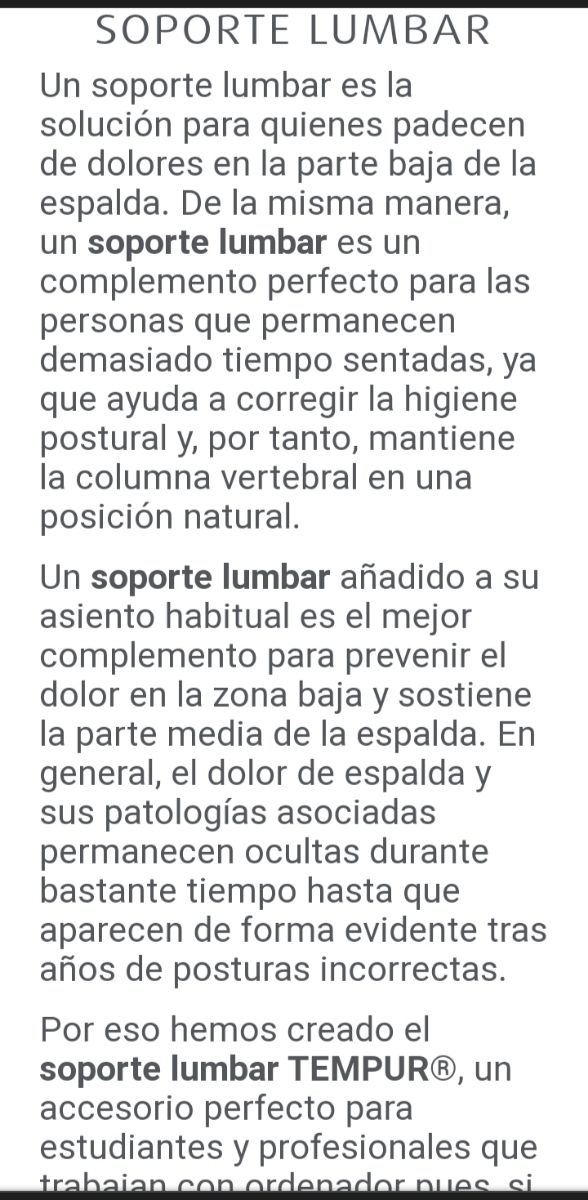 Soporte Lumbar TEMPUR