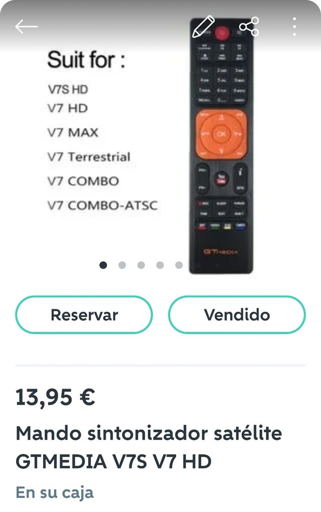 Mando Receptor satélite GTMEDIA V7 HD V7S V9