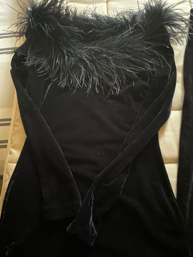 Conjunto de pantalon y cuerpo largo de terciopelo