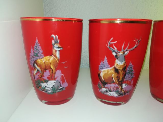 VASOS VINTAGE ROJOS ANTIGUOS