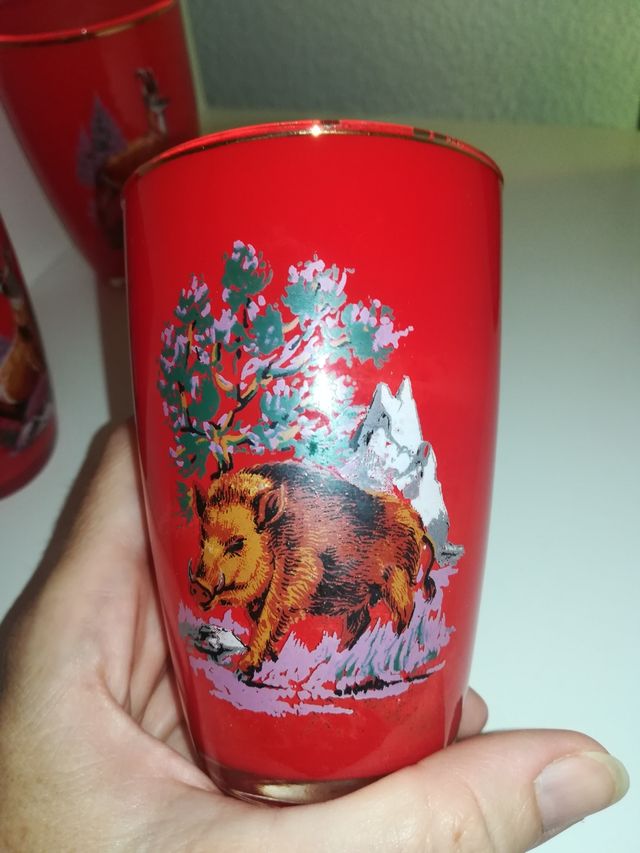 VASOS VINTAGE ROJOS ANTIGUOS