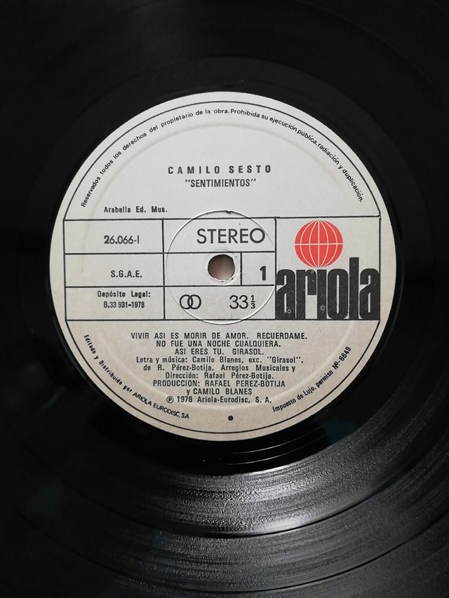 Camilo Sesto Sentimientos  1979 vivir así es morir