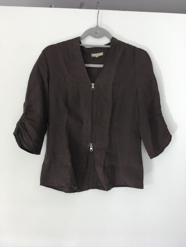 Chaqueta 100% lino marrón