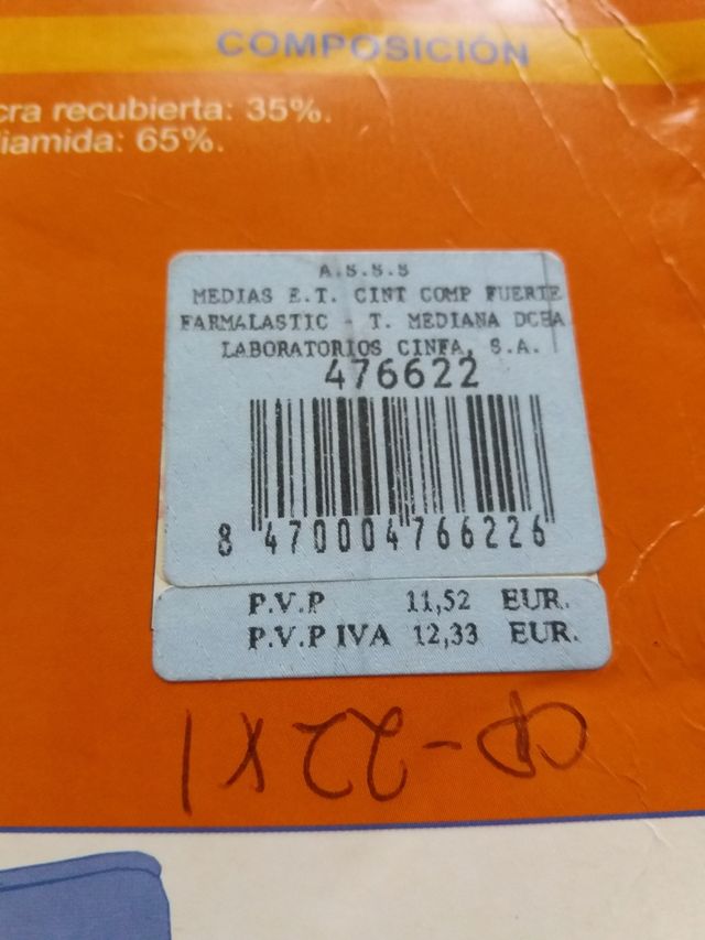 Media,compresión,farmalastic,unisex, pierna derech