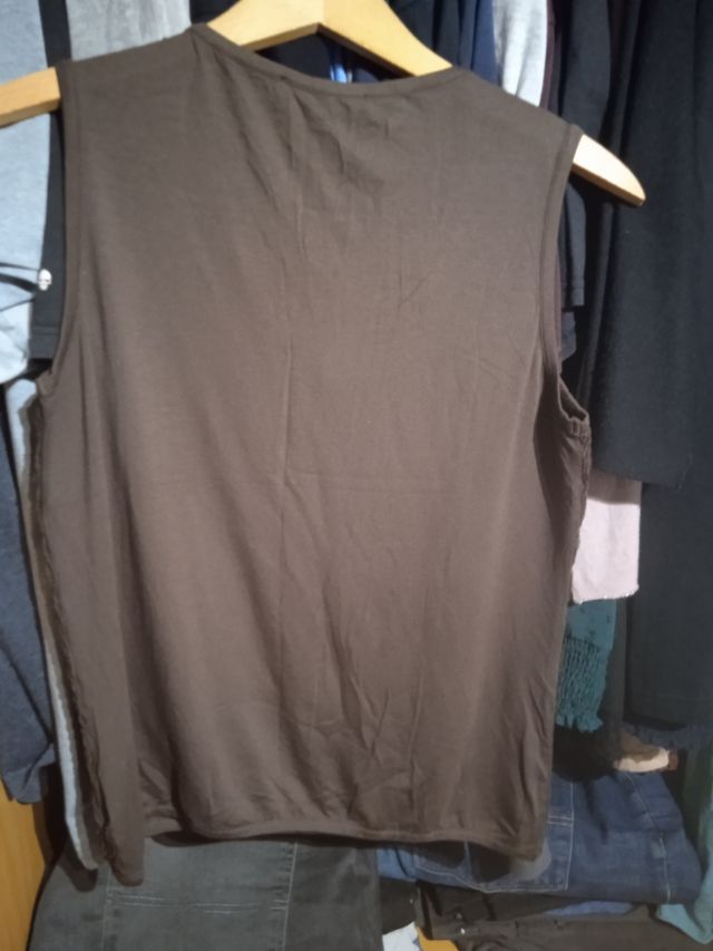 Camiseta mujer sin mangas marron chocolate T- M