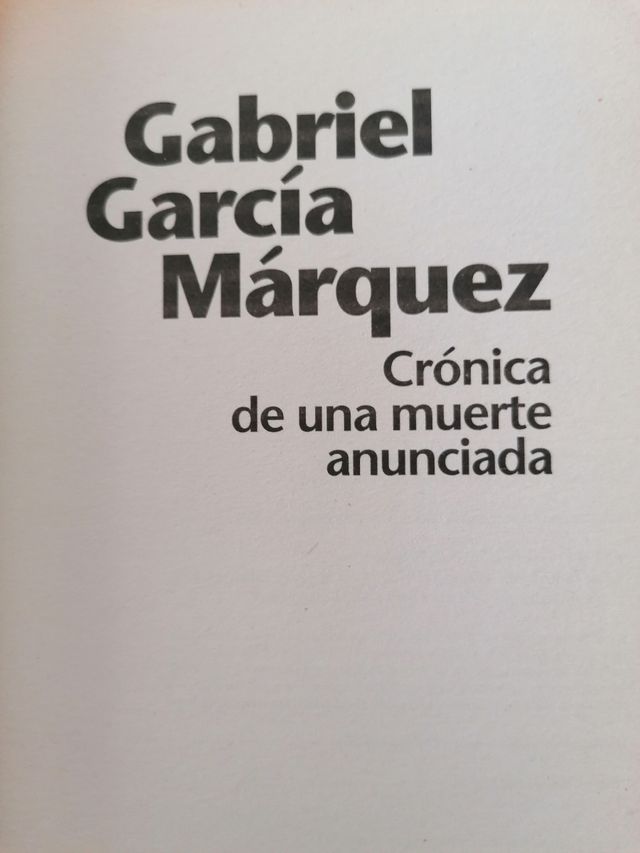 Libro Crónica de una muerte anunciada.