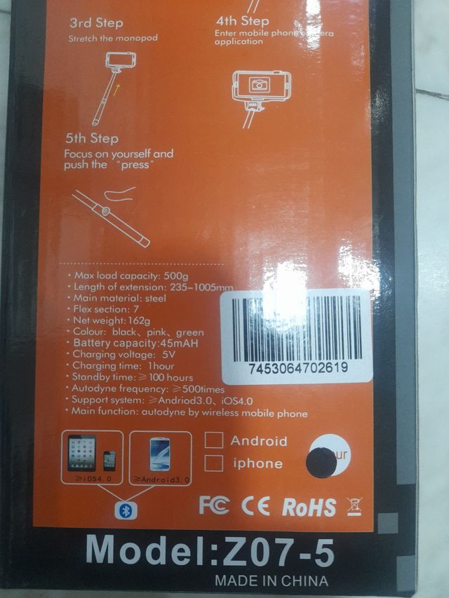 palo selfie inalambrico para mobil