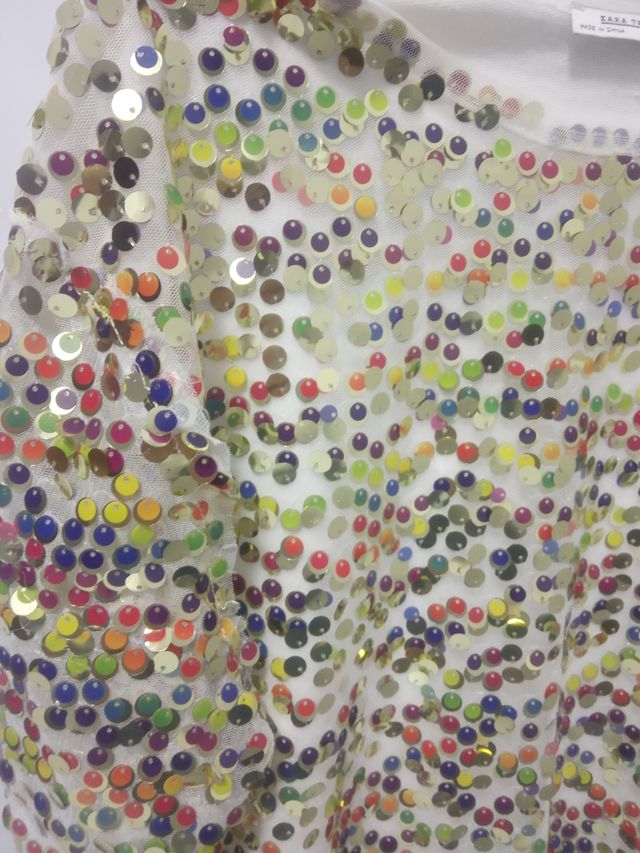 Camiseta lentejuelas Zara M