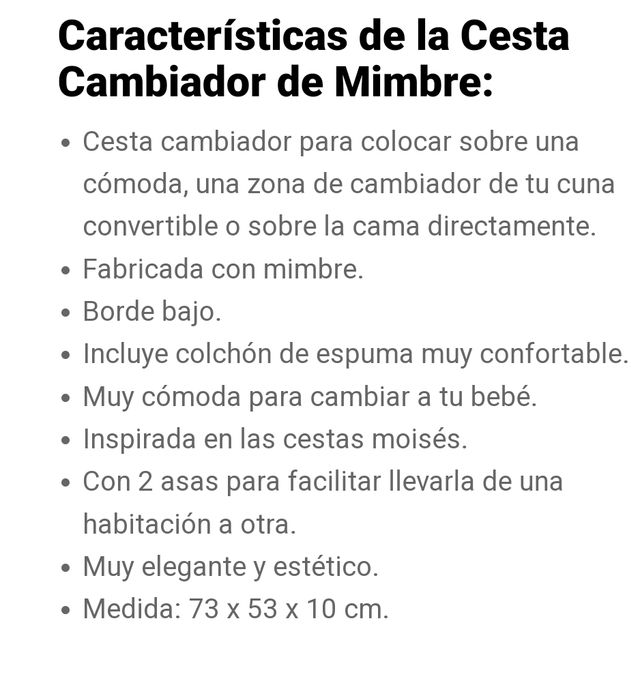 CESTA CAMBIADOR BEBE NATURAL