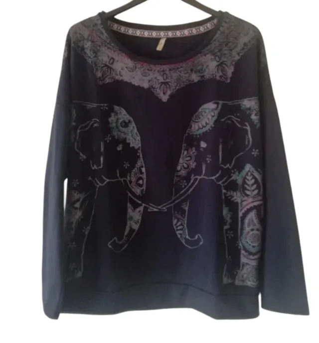 sudadera elefantes.etnicos azul Marino.