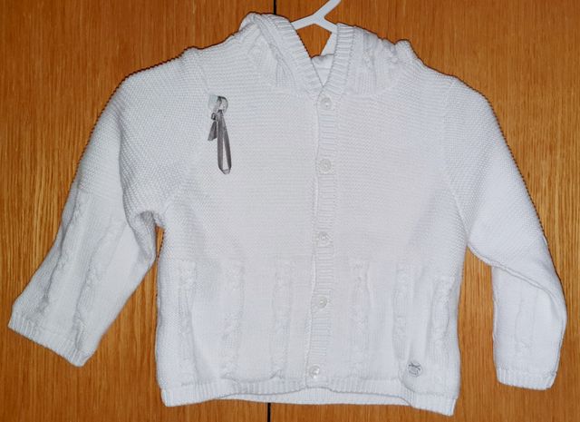Chaqueta de punto blanca 6-9 meses Premiers jours