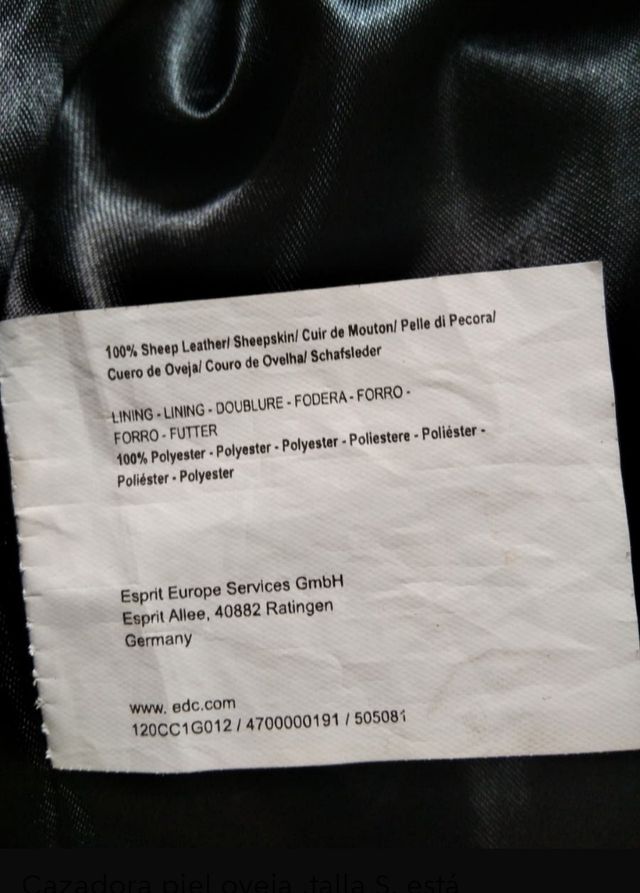 Cazadora piel auténtica, talla S.