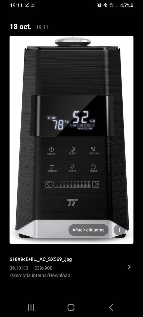 humidificador tao tronic. poco uso 