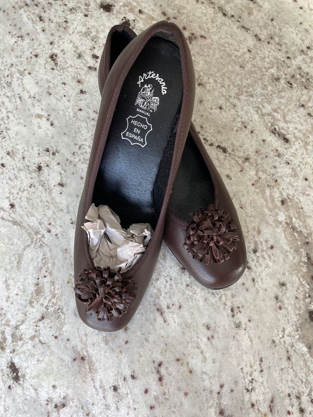 Zapato piel marrón cuña 4,5cm T38