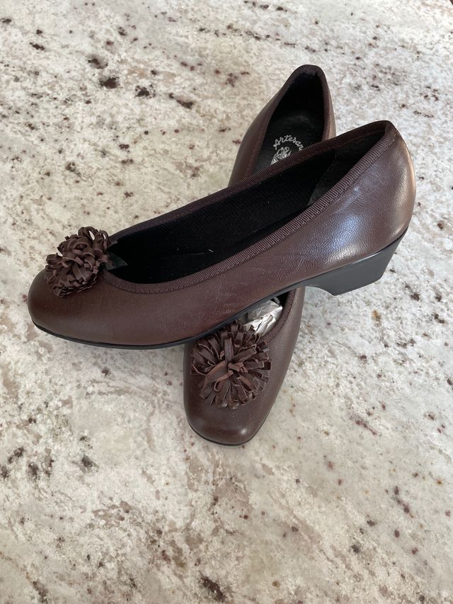 Zapato piel marrón cuña 4,5cm T38