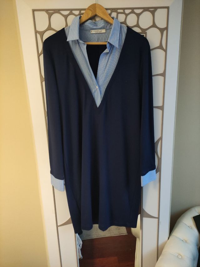 Vestido Punto Azul Marino