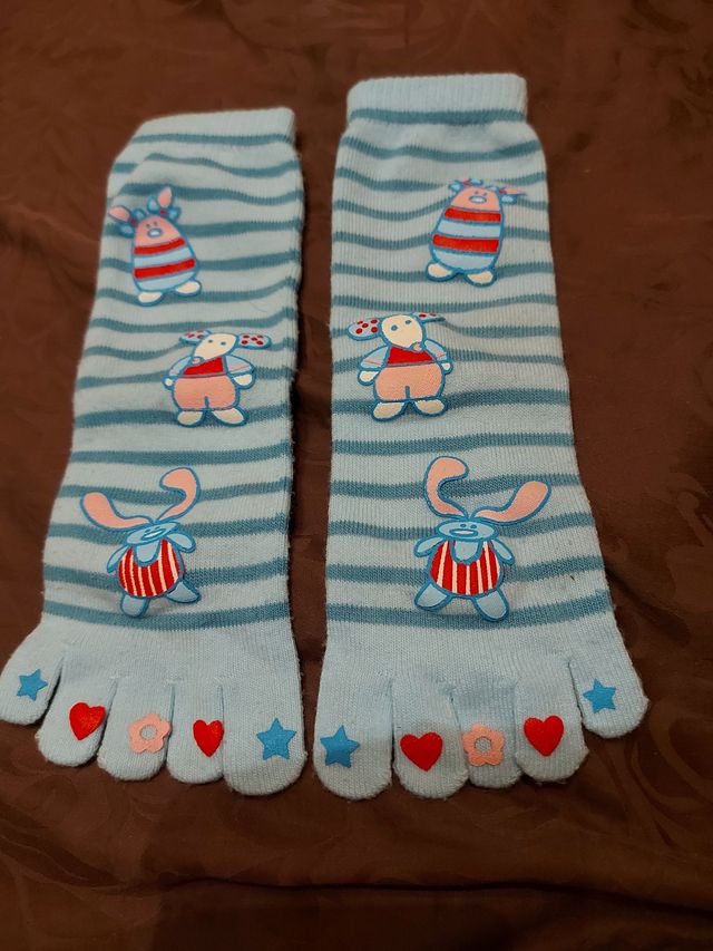 Calcetines azules de dedo ,talla 38