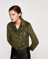 Cazadora biker antelina verde Zara de segunda mano por 19,9 EUR en La Peña  de Cádiz en WALLAPOP