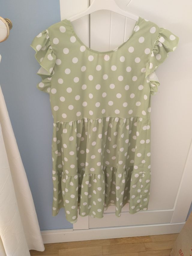 Vestido verde menta con lunares