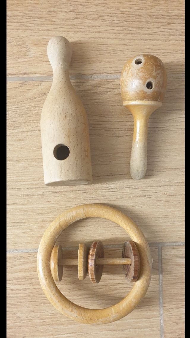 Lote de 3 sonajeros para bebé (año 1974)