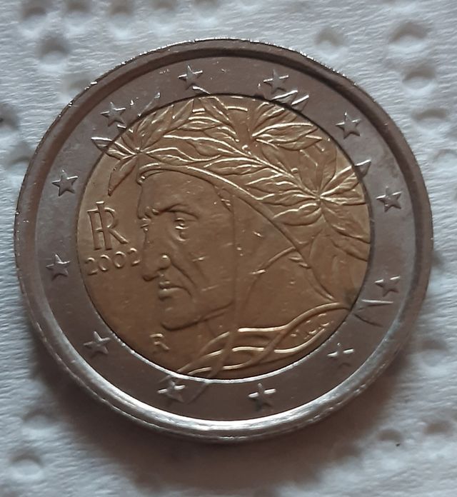 moneda 2€ con error Dante Alighieri 2002