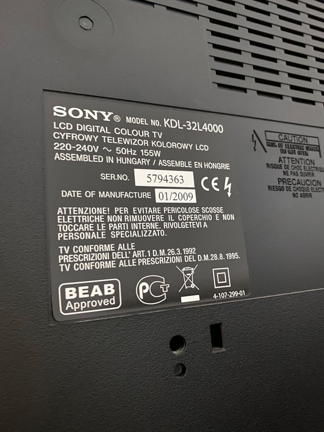 Sony Bravia mod KDL32L4000 32 pulg. de segunda mano por 60 EUR en