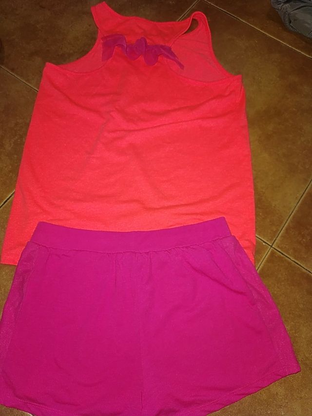 Conjunto niña fucsia y rosa talla 10-12