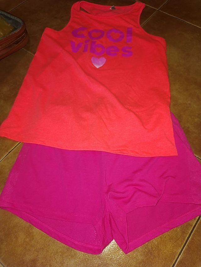 Conjunto niña fucsia y rosa talla 10-12