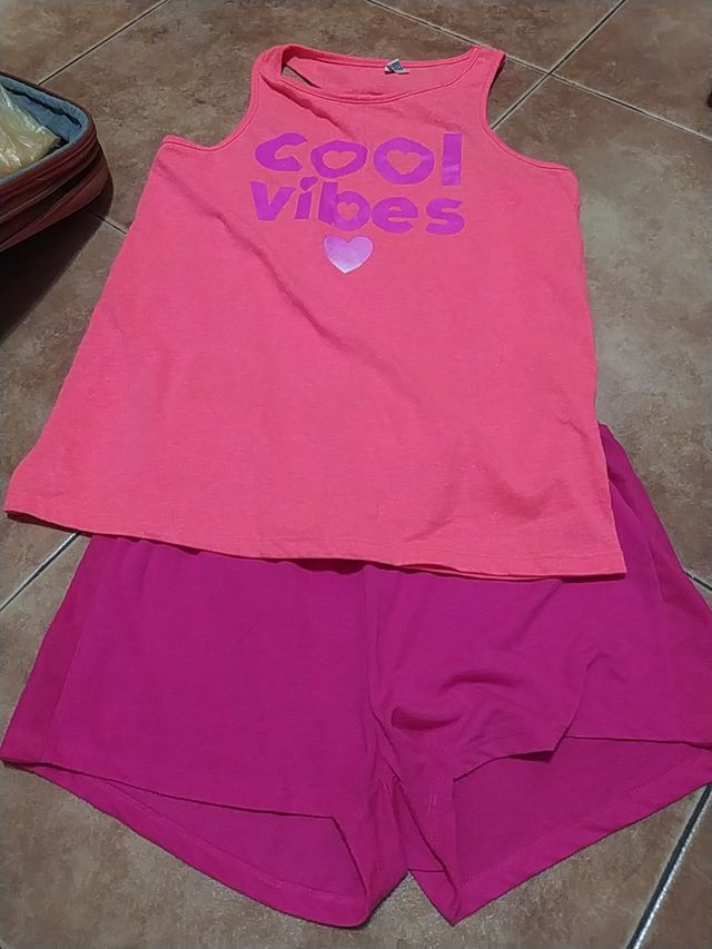 Conjunto niña fucsia y rosa talla 10-12